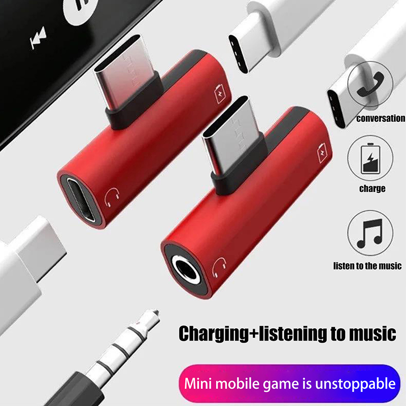 Audio And Music Splitter - Adaptor Logam USB Tipe-C Ke 3.5