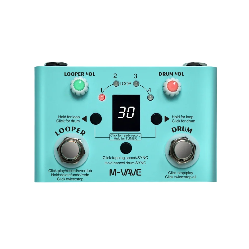 Looper Pedal Guitar - M-vave Lost Tempo mesin Drum &