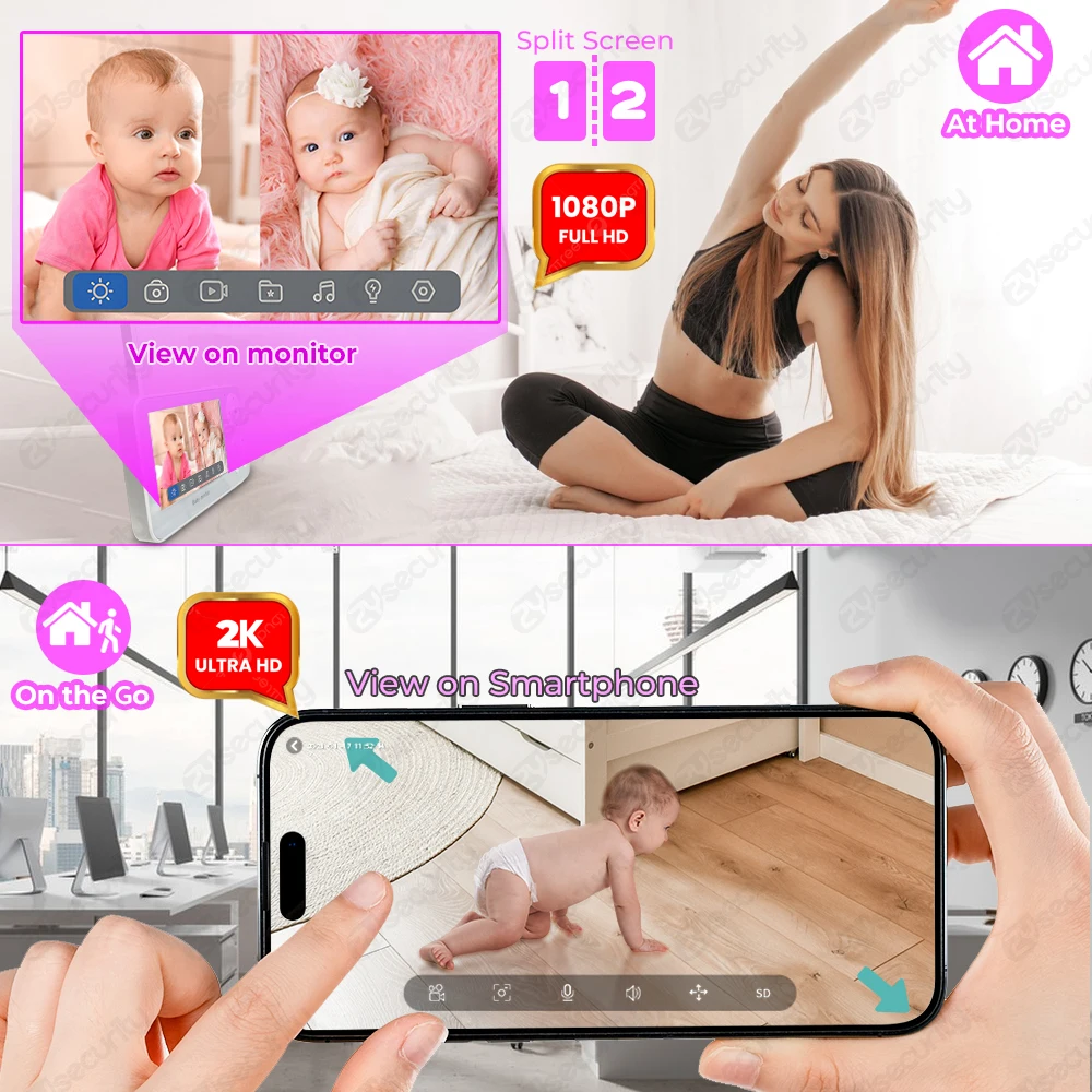 2K 3MP Wifi Monitor bayi denga - Audio Music Google ulasan dan harga