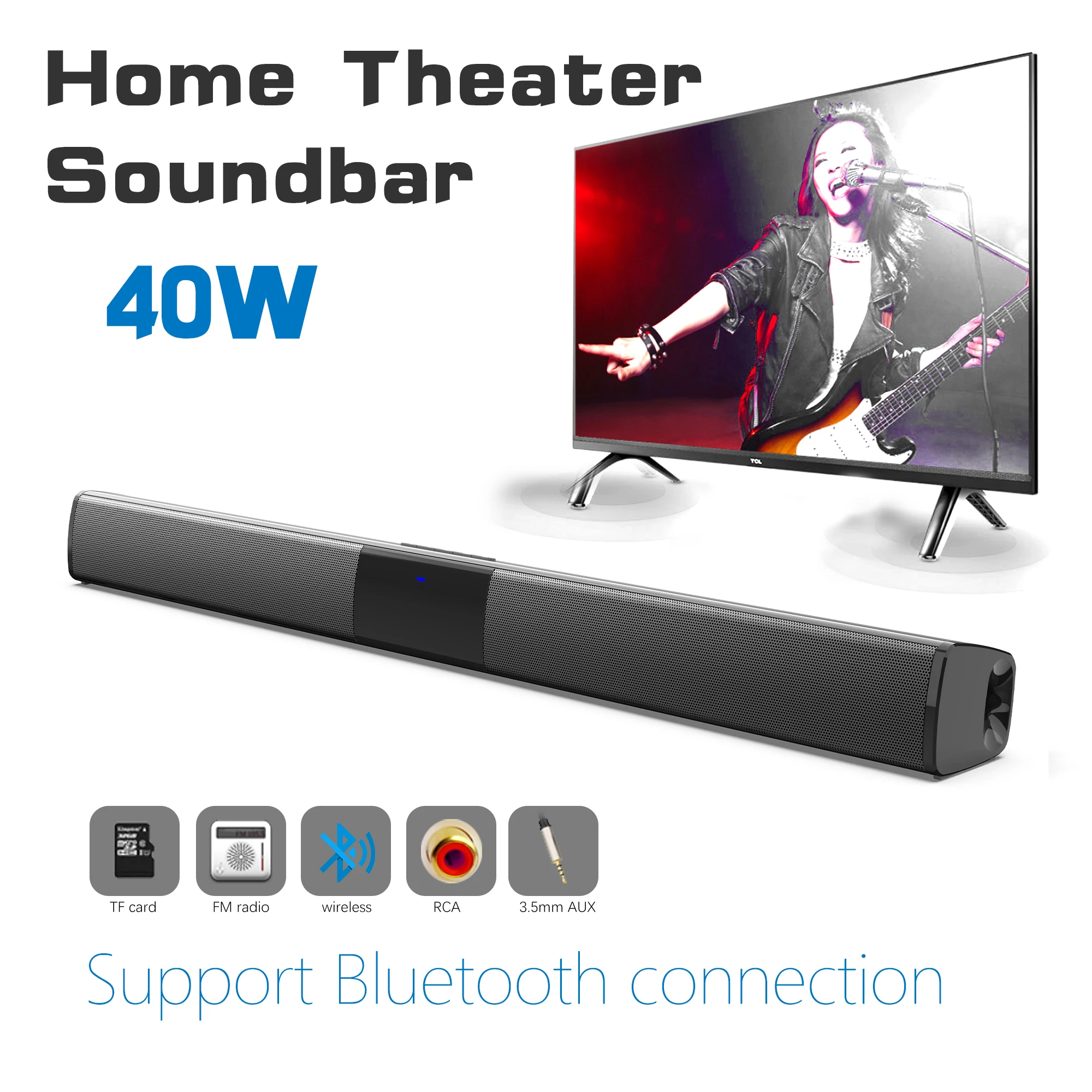 Soundbar daya tinggi 40W untuk - Audio Music System For Home ulasan dan harga