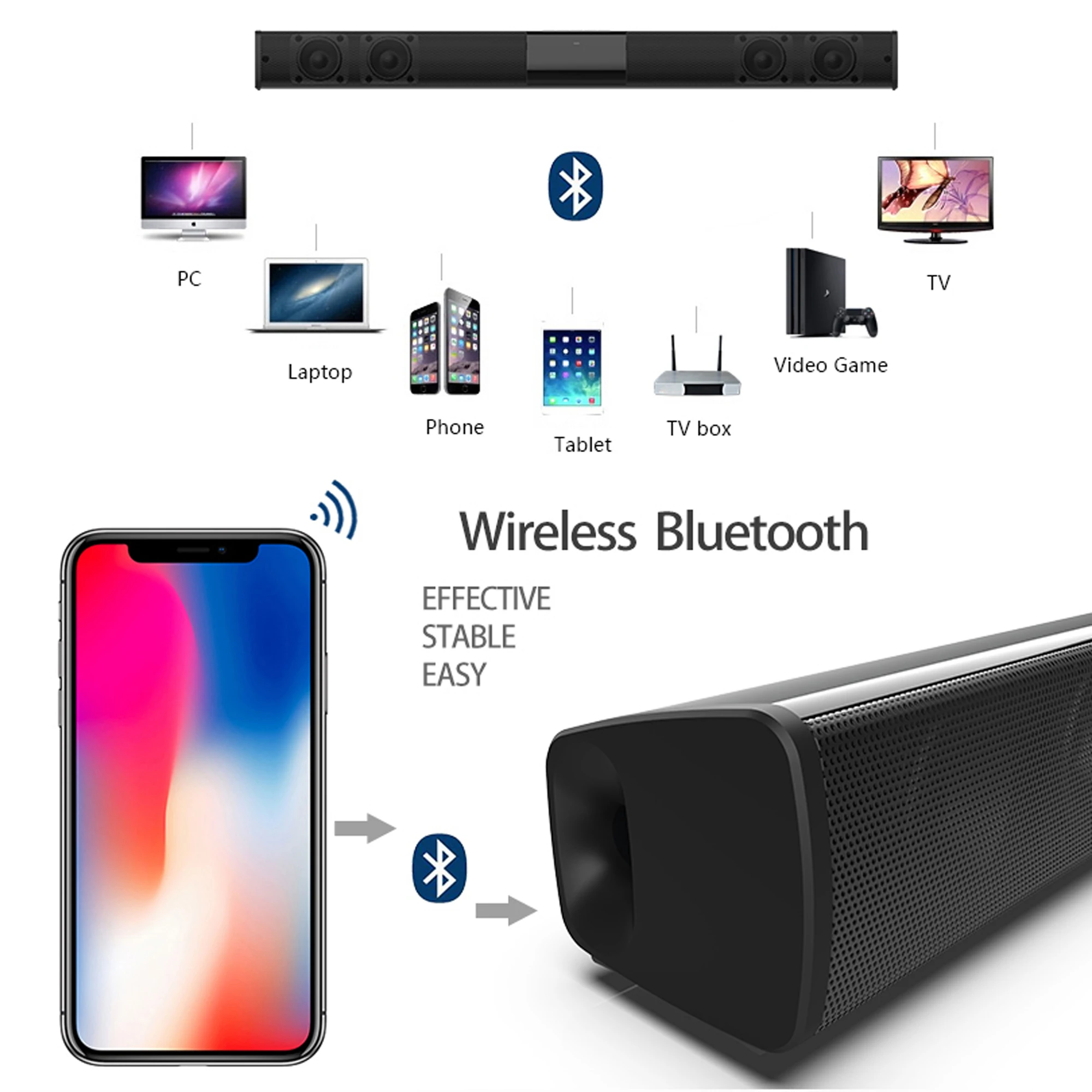 Soundbar daya tinggi 40W untuk - Audio Music System For Home ulasan dan harga